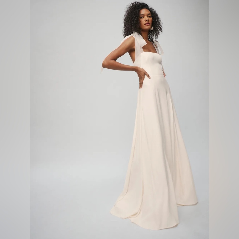 Reformation Balsam Bow Maxi Dress Ivory - Bridal - Ribbon Tie Straps - Size 0 - Picture 9 of 14